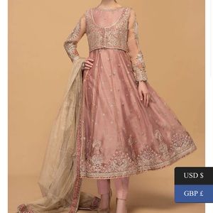 Maria B 4 piece peach Anarkali suit with vest size Large. Mommy and me. Eid.